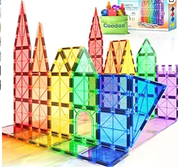 Magnetic Tiles Kids Toys STEM Magnet Toy for Toddler Magnetic Blocks Building Pr