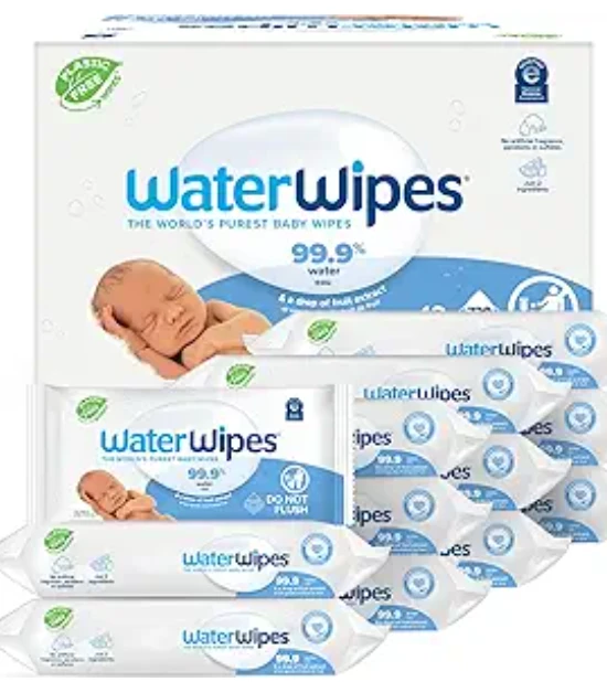 WaterWipes Plastic-Free Original Baby Wipes, 99.9% Water Based Wipes, Unscented 